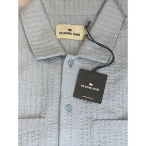 The Normal Brand NEW Short Sleeve Knit Getaway Button Up Shirt Clear Sky Blue M